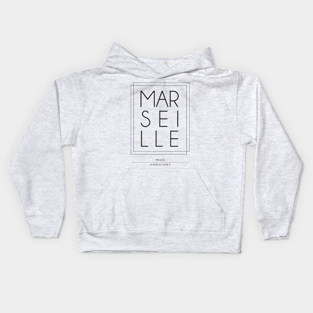 Marseille City minimal Typography Kids Hoodie by StudioGrafiikka